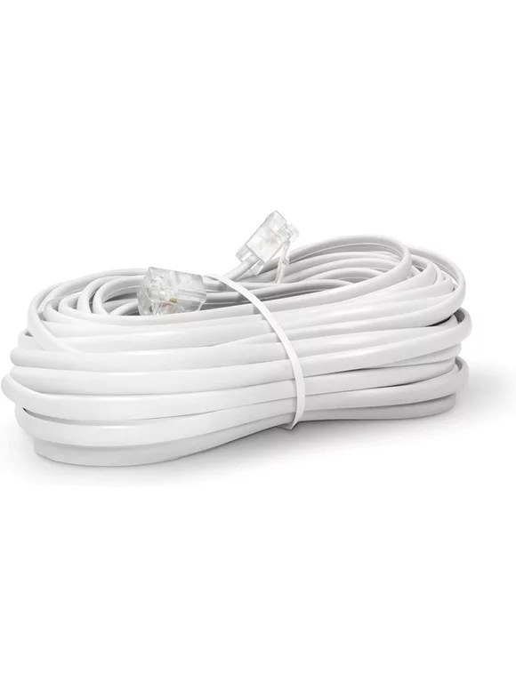THE CIMPLE CO - 25 FT Feet Modular Phone Line Cord - High Quality 2 Conductor - White - 1 Pack