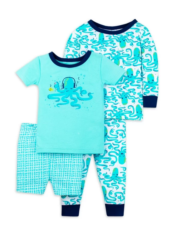 Little Star Baby & Toddler Boy 4Pc Short & Long Sleeve Shirts, Shorts & Pants Pajamas, Size 9 Months-5T