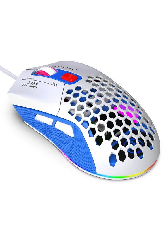 HXSJ X300 Wired Gaming Mouse - 6 DPI Levels - 14 RGB Lighting Modes - Interchangeable Rear Cover - Ergonomic Design - 6-Key Macro Programming - Perfect for Gamers - Get Offers Mall Compliant