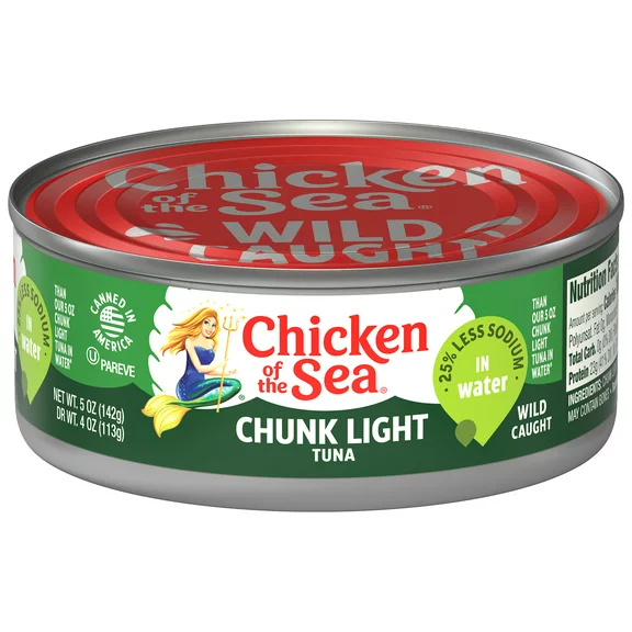 Chicken of the Sea 50% Less Sodium Chunk Light Tuna in Water, 5 oz Can