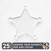 25 Units Acrylic Keychains Sheriff Badge 1/8" Thick – Clear or Solid Color – (Size 2.5") Made in USA