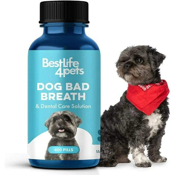BestLife4Pets Dog Bad Breath & Dental Care Solution - Plaque, Tartar Control, Stomatitis & Gingivitis Relief - Easy-to-Use Natural Pills