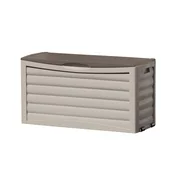 Suncast 63 Gallon Outdoor Deck Resin Storage Box, Light Taupe