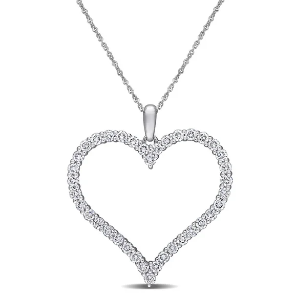 Created Forever Women's 1-1/4 Carat T.W. Lab-Grown Diamond 14kt White Gold Heart Pendant
