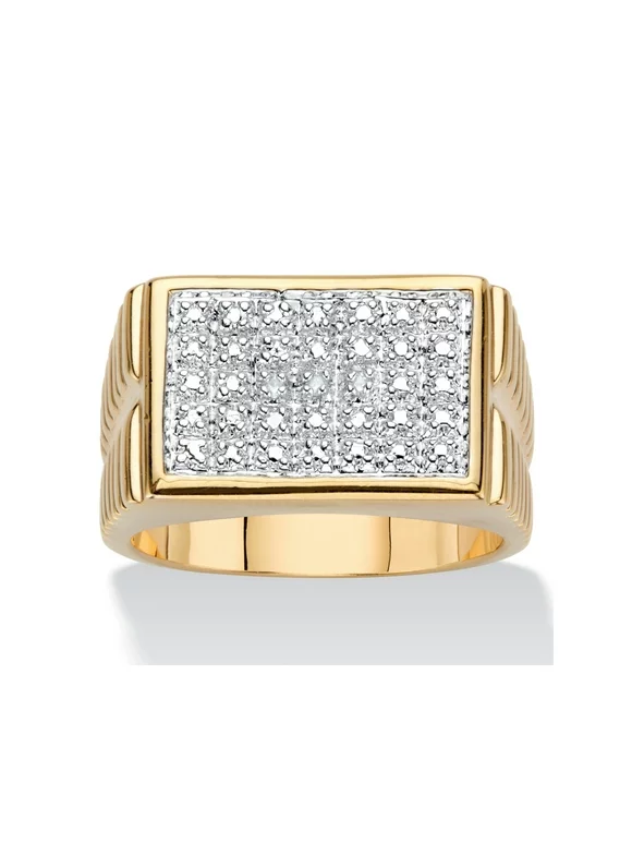 PalmBeach Jewelry Men's Diamond Accent 18k Gold-Plated Two-Tone Watchband-Style Grid Ring