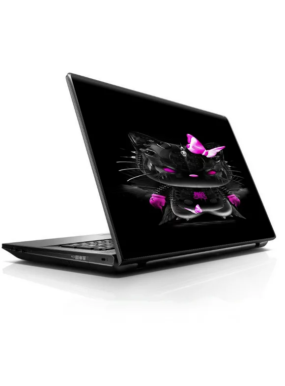 Laptop Notebook Universal Skin Decal Fits 13.3" To 16" / Cute Kitty In Black