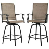 MF Studio Outdoor Swivel Bar Stools Height Bar Bistro Chair with All Weather Steel Frame, 2 Pack