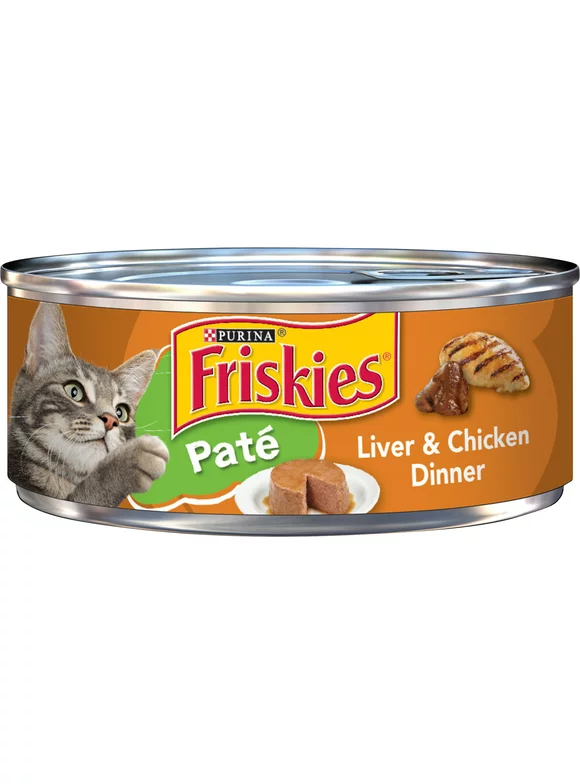 Friskies Pate Wet Cat Food, Liver & Chicken Dinner, 5.5 oz. Can