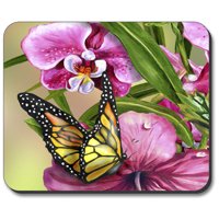 Art Plates Mouse Pad - Monarch & Flowers