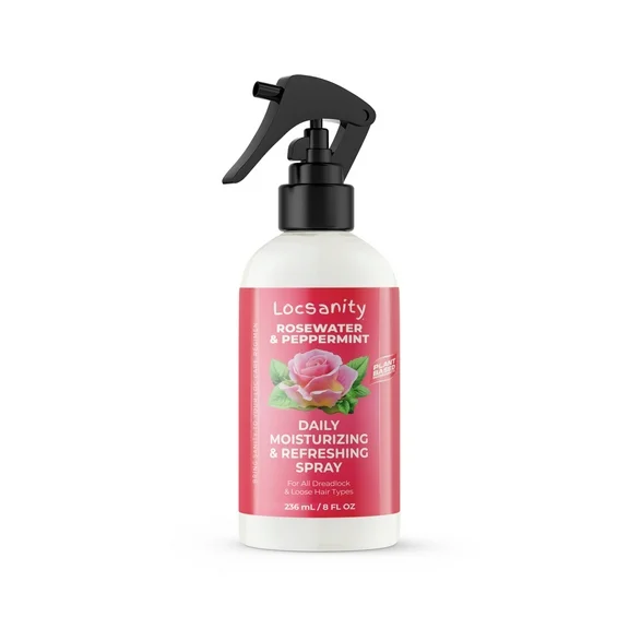Locsanity Daily Moisturizing Refreshing Spray for Locs, Dreadlocks- Rose Water and Peppermint Hair Scalp Moisturizer