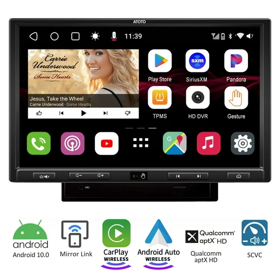 ATOTO Car Stereo S8 Ultra Plus 10inch Double Din Wireless Carplay Android Auto with Dual Bluetooth aptX HD,Built in 4G Cellular Modem 6G 128G Live Rearview Input