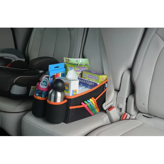 Mighty Clean Car Storage Organizer - Use in The Trunk, or Front or Back Seat with 8 Side Pockets   2 Cup Holders for Kids Toys, Books, Drinks, Tissues, Diapers
