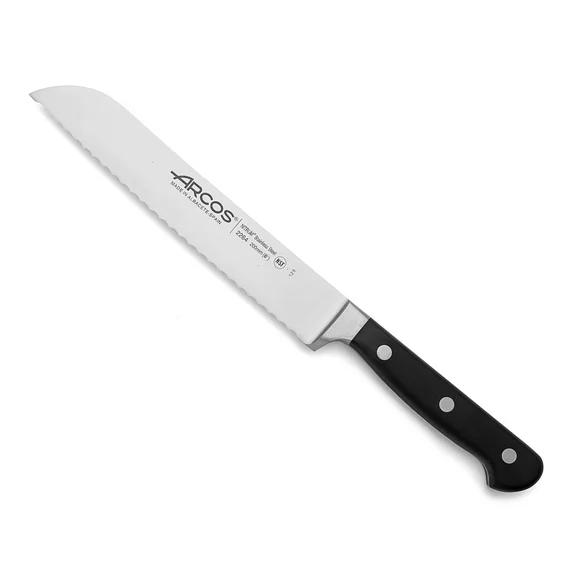 ARCOS 7 Inch Nitrum Stainless Steel Bread Knife, 180mm Blade, Black Opera Series