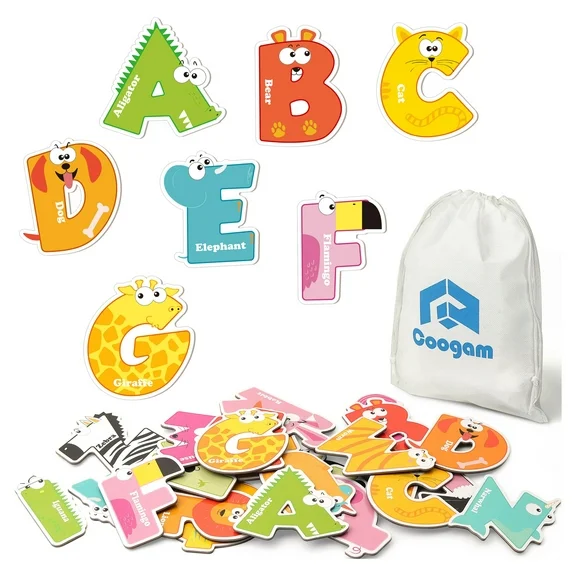 Coogam Magnetic Letters 26Pcs Jumbo Alphabet Fridge Magnets Educational Toy Set for 3 Years Old