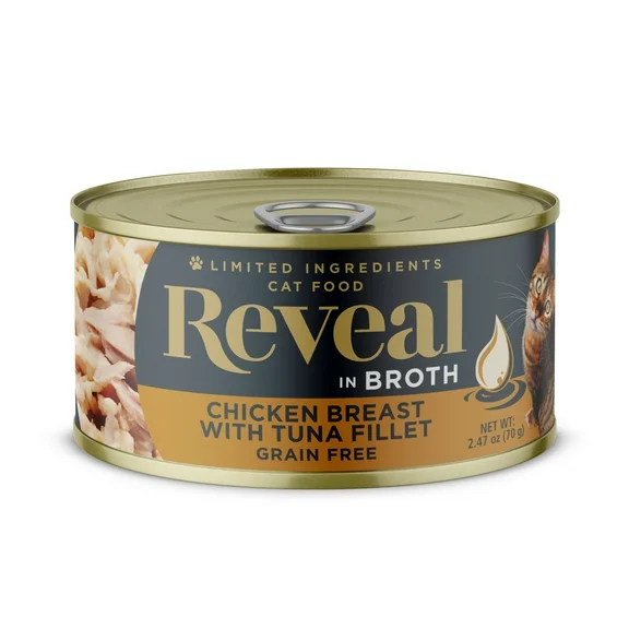 Reveal Natural Wet Cat Food, Chicken Breast with Tuna in Broth, 24 x 2.47oz Cans