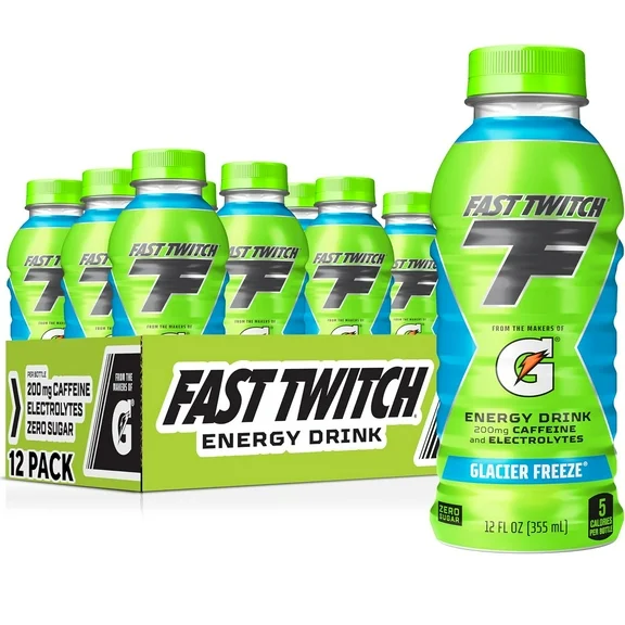 Fast Twitch by Gatorade Energy Drink, Glacier Freeze, 12 oz, 12 Count Bottles