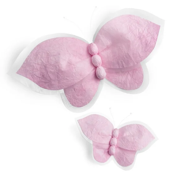 Rainbows & Lilies 2pc Pink Butterflies Baby Shower Nursery Decor, Party Decorations 20 x 16 x 1in