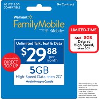 Get Offers Mall Family Mobile $29.88 Unlimited Monthly Plan (4GB at high speed, then 2G*) w Mobile Hotspot Capable (Email Delivery)
