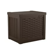 Suncast 22 Gallon Outdoor Resin Wicker Deck Storage Box, Java Brown