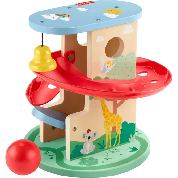 Fisher-Price Wooden Treehouse Ball Run for Developmental Role Play, 2 Pieces for Baby & Toddler, 9M 