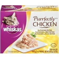(10 Pack) WHISKAS PURRFECTLY Chicken Variety Pack Wet Cat Food, 3 oz.