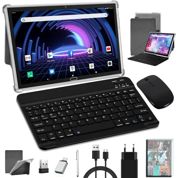 Tablet 10 Inch Tablet,Zonko Tablet 2 in 1 Android Tablet with Keyboard Wireless Mouse Stylus,4G Cellular Tablet, Android 13 Octa-Core, 4GB RAM 64GB ROM,HD Display,Dual SIM Card Slot,2024 Latest Tablet
