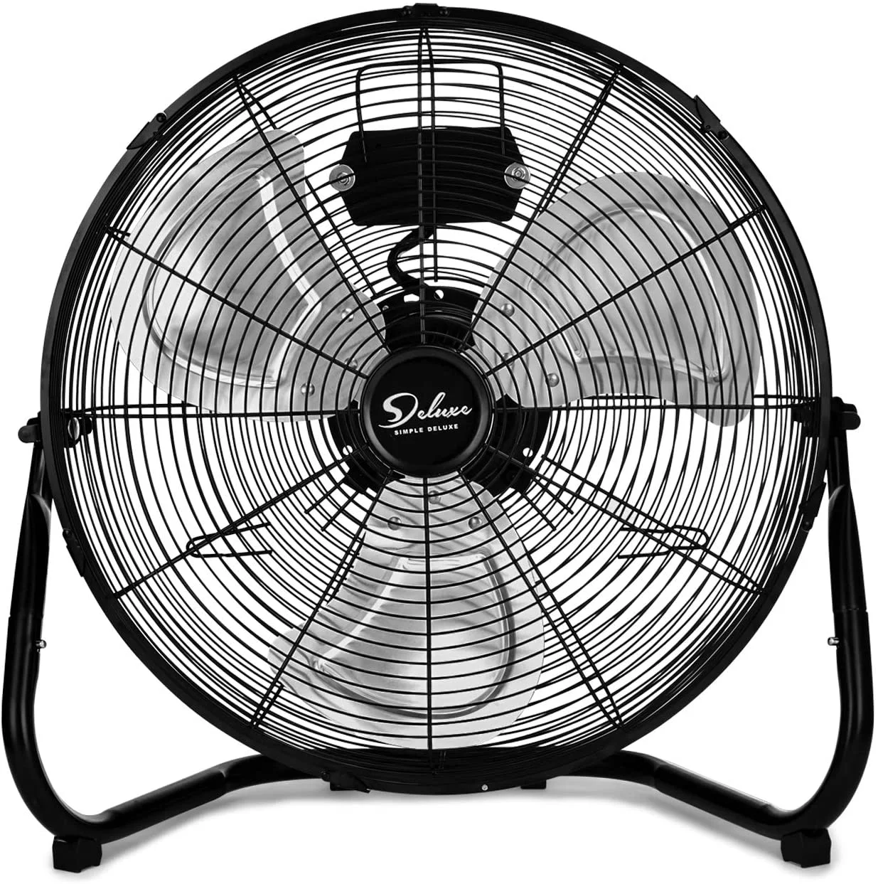 Simple Deluxe HIFANXFLOOR12 12 Inch 3-Speed High Velocity Heavy Duty Metal Industrial Floor Fans Oscillating Quiet for Home, Commercial, Residential, and Greenhouse Use, Outdoor/Indoor, Black, 1-Pack