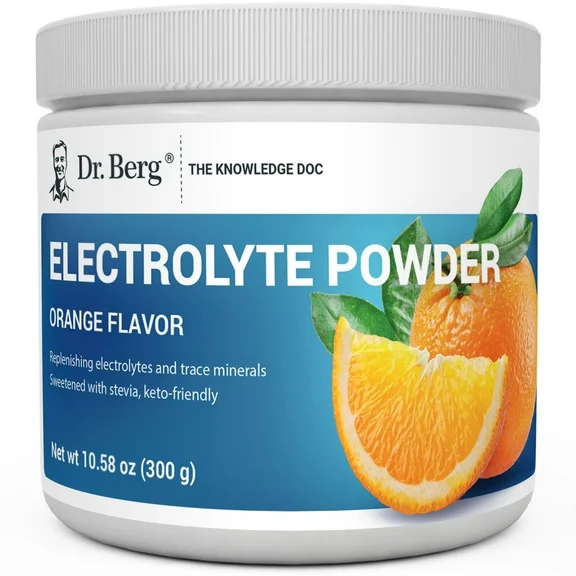 Dr. Berg Electrolyte Powder - Orange Hydration Powder, 50 Servings