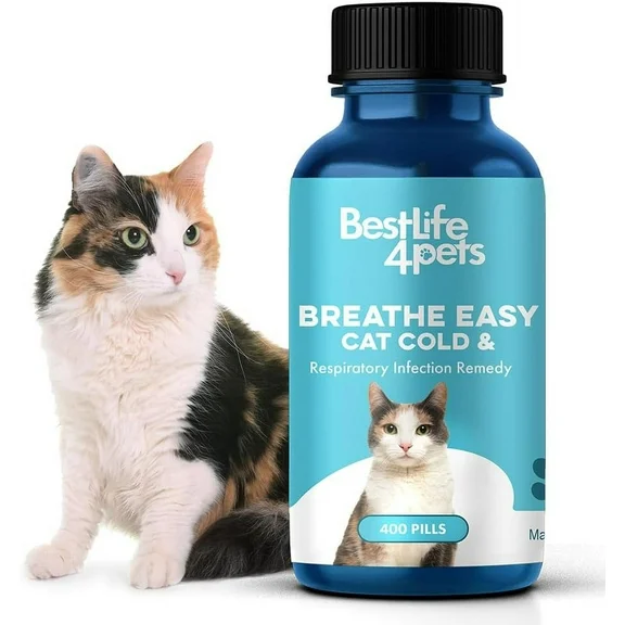 BestLife4Pets Breathe Easy - Cat Cold & Respiratory Infection Remedy - Natural Respiratory System Support, Antihistamine for Sneezing & Nasal Congestion