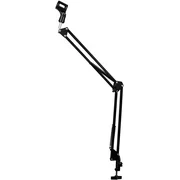 DragonPad Usa Black Adjustable Microphone Suspension Boom Scissor Arm Stand, Compact Mic Stand Made of Durable Steel for Radio Broadcasting Studio, Voice-Over Sound Studio