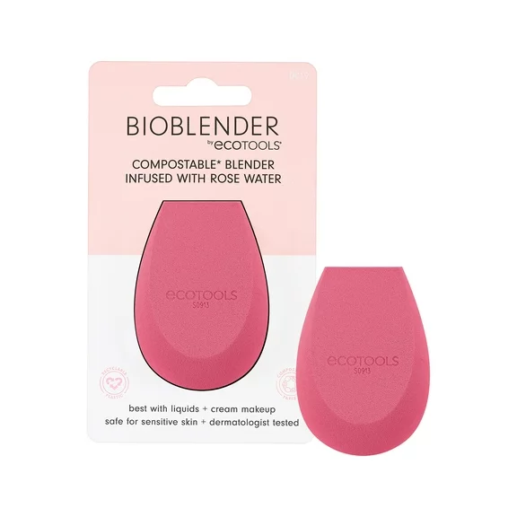EcoTools Rose Water Bioblender, Makeup Blending Sponge for Foundation, Pink, 1 Count