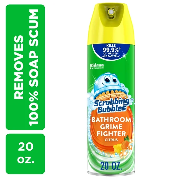 Scrubbing Bubbles Bathroom Grime Fighter Disinfectant Cleaner Aerosol, Citrus, 20 oz, 1 Count