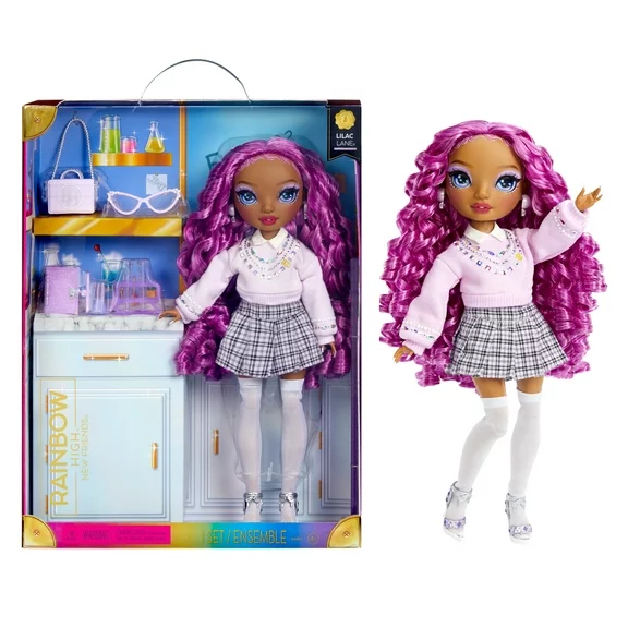 Rainbow High Lilac, Purple Fashion Doll with Outfit, Glasses & 10  Play Accessories. Kids Toy Gift 4-12