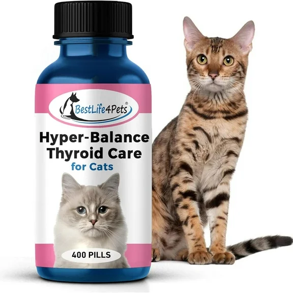 BestLife4Pets Thyroid Cat - Feline Thyroid and Metabolic Support Supplement - Natural Pills for Weight Management