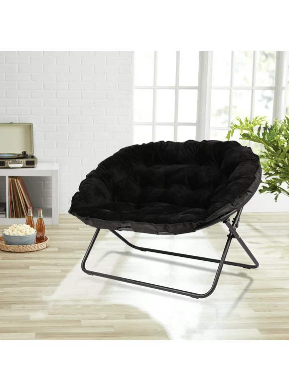 Mainstays Metal Construction Durable Folding Chair Double Saucer Chair, Black
