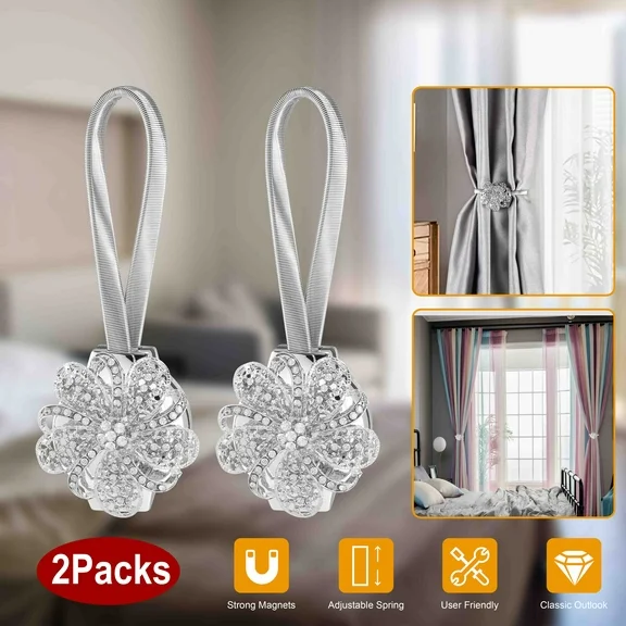 2 Pack Magnetic Curtain Tiebacks, iMounTEK Curtain Tiebacks Buckles Holdbacks Holders Hooks Clip for Home Bedroom Office Decorative Curtain