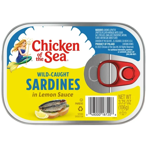 Chicken of the Sea Wild Caught Sardines in Lemon Sauce, 3.75 oz Can