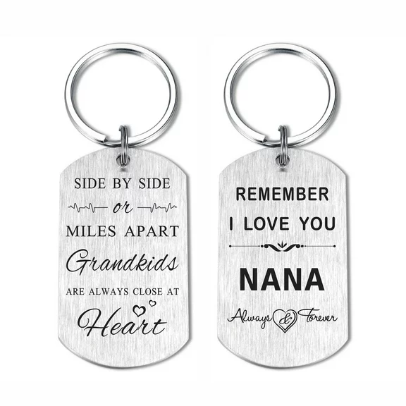 Degasken I Love My Nana Gifts - Grandkids Are Always Close At The Heart - Thoughtful Nana Present for Birthday Christmas Mothers Day,  Metal Engraved Keychain
