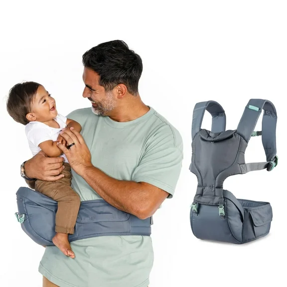 Infantino Hip Rider 5-in-1  Hip Seat Baby Carrier for Infants and Toddlers 12-45 lbs, 5-Position, Gray