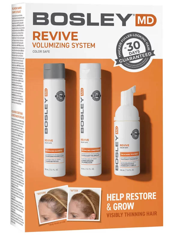 Bosley MD Revive Color Safe Starter Kit - Shampoo, Conditioner and Thickening Treatment