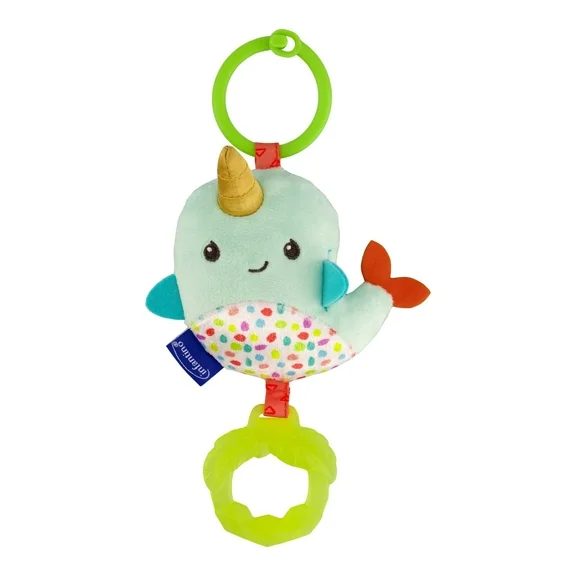 Infantino Chime & Go Tag Along Pal Toy, Clip-on Toy, Age 6-12 Months, Narwhal