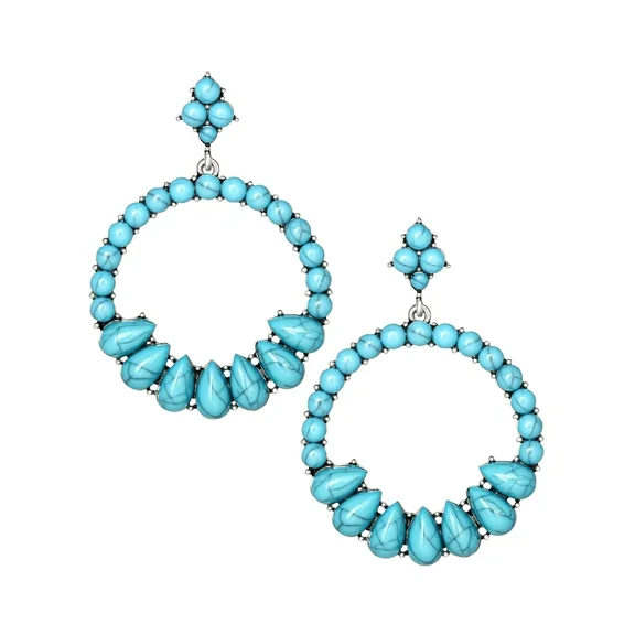 Jessica Simpson Faux Turquoise Stone Circle Drop Earring
