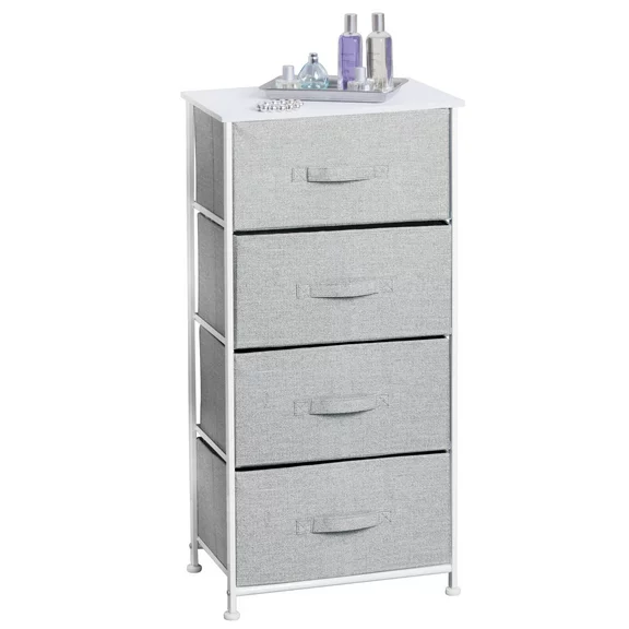 mDesign Tall Dresser Storage Tower Stand with 4 Fabric Drawers - Charcoal Gray