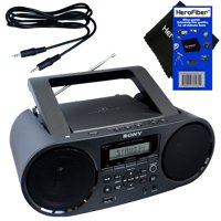Sony Bluetooth & NFC (Near Field Communications) MP3 CD/CD-R/RW Portable MEGA BASS Stereo Boombox with Digital Radio AM/FM tuner & USB Playback + Auxiliary Cable & HeroFiber Gentle Cleaning Cloth