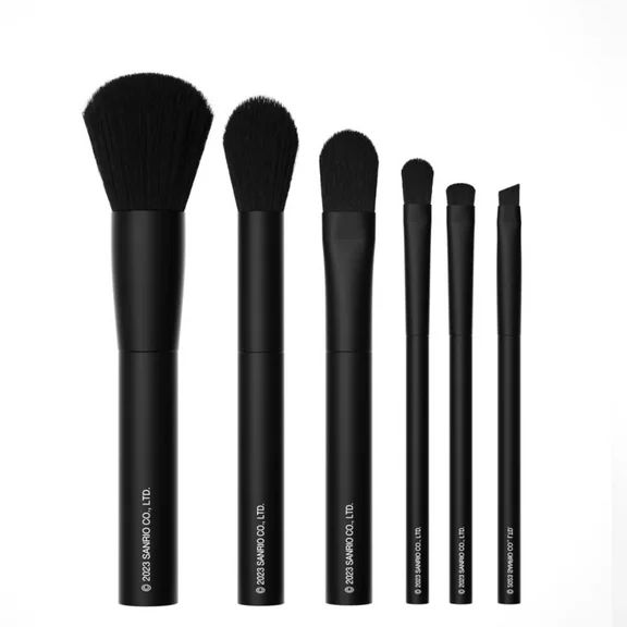 Impressions Vanity Hello Kitty Just Slay 6 Pcs Makeup Brush Set, Super Cute Soft Brushes (Black)