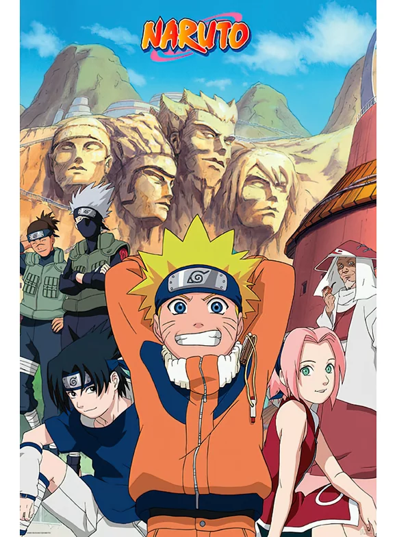 Naruto - Manga / Anime TV Show Poster (Group - Naruto & Friends) (Size: 24" x 36") (Clear Poster Hanger)