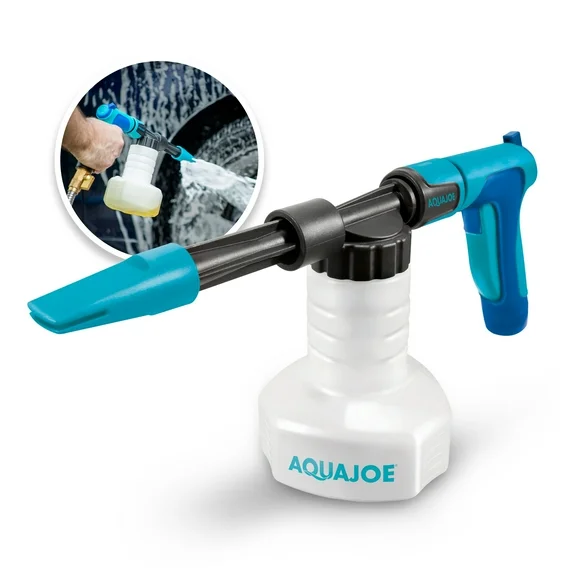 Aqua Joe 2-in-1 Hose-Powered Adjustable Foam Cannon Spray Gun, Quick-Connect to Any Garden Hose