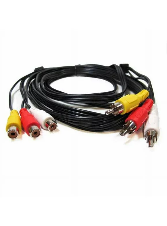 3 RCA Male to 3 RCA Female Audio Video Extension Cable (25 ft)
