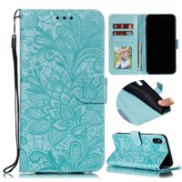 iPhone XS Max Wallet Case, Dteck Embossed Lace Flower Premium PU Leather Flip Fold Wallet Case [Card Holder] [Kickstand Feature] Magnetic Protective Cover For Apple iPhone XS Max 6.5 inch, Green
