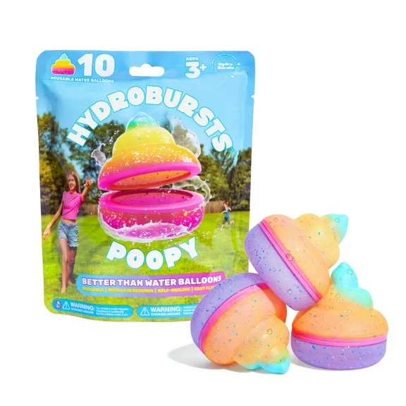 Hydrobursts by What Do You Meme? — 10 Pack Reusable Water Balloons — Poopy Shape